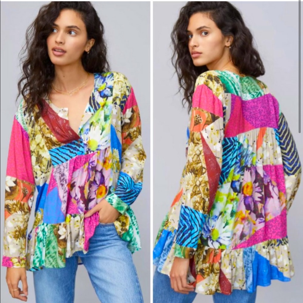 Anthropologie Conditions Apply Risa Floral Tunic Top